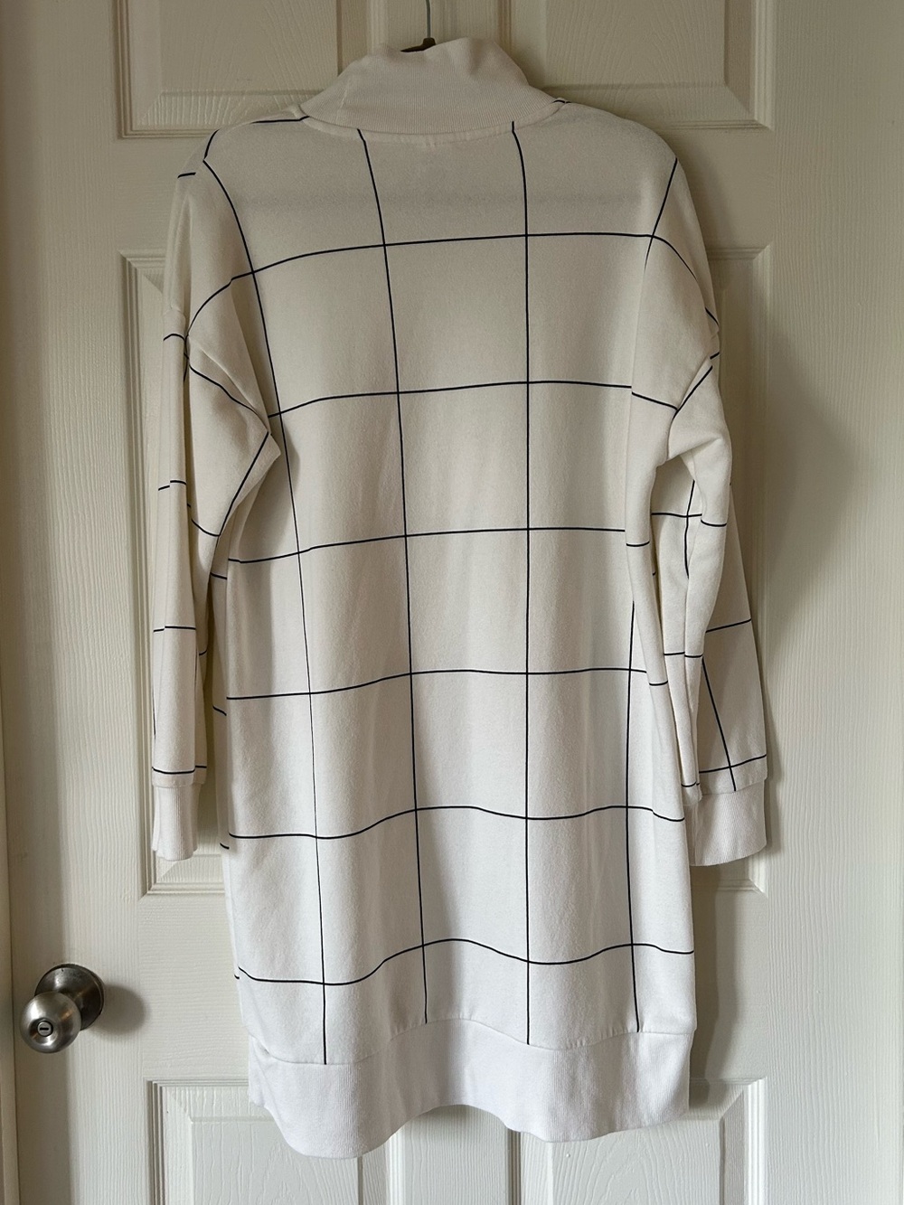 Serra Cream Black Windowpane Turtleneck Sweater Dress - Size Large - Picture 3 of 10